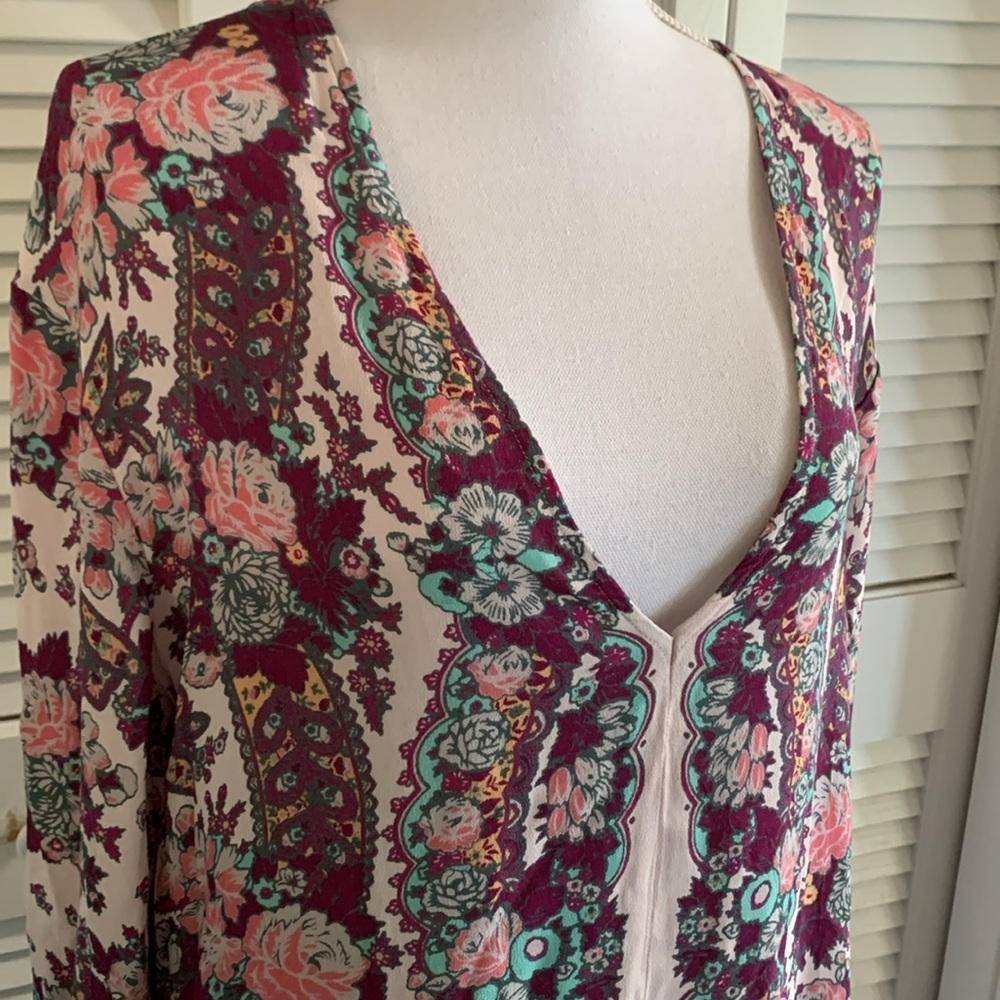 Free People Lovely Dreams Tunic Top Dress Women’s  Drop Waist Floral Size Medium - Picture 3 of 12